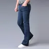 Men039s Jeans Mens Traditionella bootcut ben Slim Fit Lätt utblåst blå svart manlig designer klassiska stretch flare byxor69682902671874