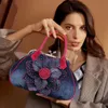 Mulheres Rosas vintage Flores Bolsa de ombro Bolsa casual feminina Bolsas de mensagens de jeans de tendência Bolsas de marca de luxo Bolsos