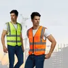 Gilet da lavoro riflettente per la sicurezza sul lavoro ad alta visibilità Avviso di costruzione Gilet da lavoro riflettente verde Abbigliamento sicuro Gilet da uomo