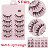 Natural Lashes Manga 3D False Eyelashes 5 Pairs Wispy Thick Lightweight Comfortable Eyelash Little Devil Big Eyes Tapered End Reusable NEW