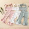 Mädchen-Designer-Kleidung für Kinder, Sommer-Blumen-Kleidungssets, modische Boutique, Neckholder-Top, Schlaghosen, Anzüge, Baby-Crop-Tops, Pluderhosen, Outfits, atmungsaktiv, lässig, B8093