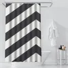 Rideaux de douche géométriques à rayures ondulées noires et blanches, en Polyester imperméable, avec crochets, pour salle de bain et douche