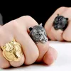 Bague homme Vintage acier inoxydable Viking Tribal tigre Totem tête gothique Punk Animal bijoux pour hommes garçons cadeau