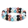 Glow in the Dark Luminous Natural Stone Strand Bead Bracelet Kleurrijke edelsteen Huilt Lava armbanden voor mannen Vrouwen mode -sieraden