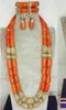 Nigeria Wedding Jewelry Handmade Original Coral African Beads Jewelry Set Gold Dubai Women Costume Jewelry Set Coral Party ABG8 220716