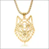 Pendant Necklaces Pendants Jewelry Hollow Wolf Head Necklace For Men Personality Punk Style Stainless Steel Drop Delivery 2021 3Imat