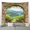 Tapestry Beach Landscape Wall Carpet Vintage Bow Flowers Plants Sea Boat Nature