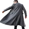 Men's Wool & Blends Autumn Winter Mens Long Black Blend Coat Business Casual Woolen Oversized Jacket Male Gray Overcoat Button Up Windbreake T220810