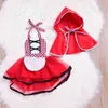 Citgeett Newborn Baby Girls Tule Tutu Red Lace Fancy Skirt Cape Coat Outfits Set Jarretel Clothes J220711