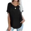 Kvinnor Casual V-ringning Kort ärm Pullover Solid Color T-shirt damer Lossa Summer Tee Tops Women's Clothing Street Shirts