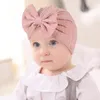 Аксессуары для волос детская шляпа милые луки девочка турбан шляпы с твердым цветом мягкий хлопок эластичный баунки рожден малыш Bonnet Beanieshair