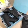 Designer Plaque Boots Lace Up Ankle Boot 9.5cm Women Black Leather Combat Boots High Heel Winter Booty Top Quality With Box NO256