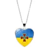 Hangende kettingen Oekraïne vlag hartvorm ketting Oekraïense nationale symbool glazen cabochon sleutelbeen keten sieraden cadeau -spendant godl22