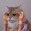 Cat Toys Funny Little Finger Silicone Gloves Cat Massage Tool Left and Right Hand Model Tiny Hands Cat Toy Finger Gloves