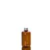 Emballage Bouteille en plastique marron transparent Couvercle à vis en aluminium pour animaux de compagnie à épaule ronde avec bouchon intérieur Récipient d'emballage portable cosmétique rechargeable vide 100 ml 200 ml 300 ml