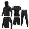 5pcs Set Männers Tracksuit Fitnessfitness Komprimierung Sportanzug Kleidung Jogging Sport tragen Sporttraining Strumpfhosen 220719