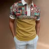 Summer Chic Plaid Stripe Casual Mens Short Sleeve Polo Shirts Patchwork Turndown Collar Design Men Street Clothes D220615