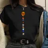 宇宙惑星印刷女性美学カワイイグラフィックTシャツ女性ティーレトロブラックレディース服