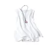 Arts Summer Style Women Sleeveless Tank Tops Cotton Linen Casual White Femme Vintage Plus Size S731 220316