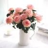 10 têtes de la soie rose fleurs artificielles faux bouquet FAUX FAUX FLORAL MARIAGE DÉCOP DÉCOR M23313