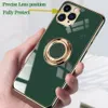 Luxe Ring Cases Voor Iphone 12 11 13 Pro Max Xs Xr X 7 8 Plus Se 13 Plating Siliconen tpu Soft Cover Met Ring Houder Stand