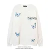 Moishe Tide Brand High Street Butterfly Print Round Neck Sweater Sweater Loose Ins Hip-Hop Couple Casual Coat