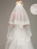 Wedding Bridal Veils 1.5M Lace Long Soft Tulle Face Veil Comb Ivory White Bride Appliques Veils CPA1437 sxm27