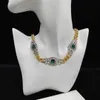 Tam Elmas Emerald Kolyeler Tasarımcı Mektubu Kolye Kolye Yüksek Kaliteli Çift Alfabe Rhinestone Metal Zincir Saray Stili J236J