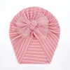 Nieuwe baby babykap kanten streep bowknot hoed kinderen tulband caps zachte headweer schedel beanie kinderen hoeden 10 kleuren