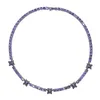 Collana a catena da tennis con zirconi cubici Bling ghiacciato per uomo Donna Collana con pendente a catena viola con zirconi viola completamente pavimentato Geng Ghost