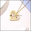 Collares colgantes colgantes joyas ￡rbol geneal￳gico de piedra de nacimiento coraz￳n para mujeres cz aniversario aniversario regalos de cumplea￱os ni￱as esposa mam￡ ca￭da d