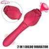 2 in 1 Sucking Dildo Vibrators Rose Vibrator G Spot Massage Nipple Clit Sucker Powerful sexy Toy for Adult 18 Vacuum Stimulator
