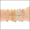 B￤rade str￤ngar armband smycken guld sier 6mm p￤rlor kors f￶r kvinnor s￶t fl kristall o￤ndlighet charms justerbar streckkelett grossist droppe