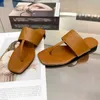 Designer tongs femme sandales en cuir diapositives Mules chaussures classique tête carrée filles imprimé sandale été plage pantoufle décontractée