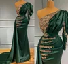 2022 off ombro vestidos de baile escuro verde sexy cristal split lateral alto sexy vestidos de noite formal vestido de bridemaid bc11179 0328