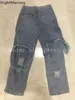 Pantalon en denim déchiré irrégulier femme homme droit Techwear noir Baggy Patchwork Jeans Punk Kpop Harajuku Streetwear Hip Hop 220328