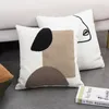 Abstract Embroidery Cushion Cover 45x45cm White Geometric Pillow Handmade Cotton for Sofa Bed Chair Living Room Home W220412