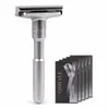 QSHAVE Adjustable Safety Razor Double Edge Classic Mens Shaving 1-6 File Removal Shaver with 5 Blades Make It Personal 220708