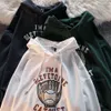 Women's Hoodies Sweatshirts Dark green American baseball gloves printed youth fashion Sweatshirt fall Vintage men's and women's loose 230206