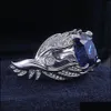 Bagues De Mariage Bijoux Mode Ailes D'ange Cristal Bleu Saphir Pierres Précieuses Diamants Pour Femmes Hommes Or Blanc Sier Couleur Bague Accessoire Goutte