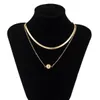 Simple Flat Snake Clavicle Chain Necklace Women Colar Vintage Kpop Ball Pendant Choker Aesthetic Neck Jewelry Accessories