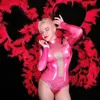 Pantaloni a due pezzi da donna Sexy body con strass rosa Body elasticizzato per donna Nightclub Party Show Costumi di scena Carnevale Acrobazie