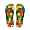 Индивидуальные женские квартиры домики тапочки Slipper 3D Tetris Print Summer Fashion Beach Sandals для женщин -женских шлепанцев резиновые шлепанцы w0x1##