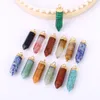 Natural Stone Gold Plating Hexagonal Prism Healing Crystal Charms Pendants For Diy Earrings Necklace Jewelry Making