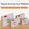 Trä 90 * 54mm Liten Base Tabletop Acrylic Sign Holder Stativ Table Picture Pris Kort Skärmram med fyra magneter