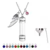 Engraving Glass Vial With Rose Wings Birthstone Pendant Necklace Memorial Pet Human Ashes Cremation Urn Jewelry Gifts For Women Men