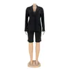 Blazer da donna in due pezzi da ufficio Pantaloncini Completi da donna Giacca estiva manica lunga formale Pantalone corto Completi per donna Abbigliamento femminile femminile