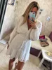 dicloud sexy plunge v mekn women s summer dress summer dress white lace longledeve mini mini Wedding Party Ruffleエレガントな服2206​​13