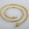 Chains Gold Plated Stainless Steel Choker Necklace For Men 60CM Long 6/8/9/10/13MM Wide Curb Link Chain Men's Necklaces Hiphop JewelryCh