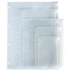 A5 A6 A7 Tasche per raccoglitore perforate trasparenti in PVC Borse per imballaggio per notebook 6 fori Cerniera Borsa per inserti a fogli mobili Busta Cartelle di archiviazione